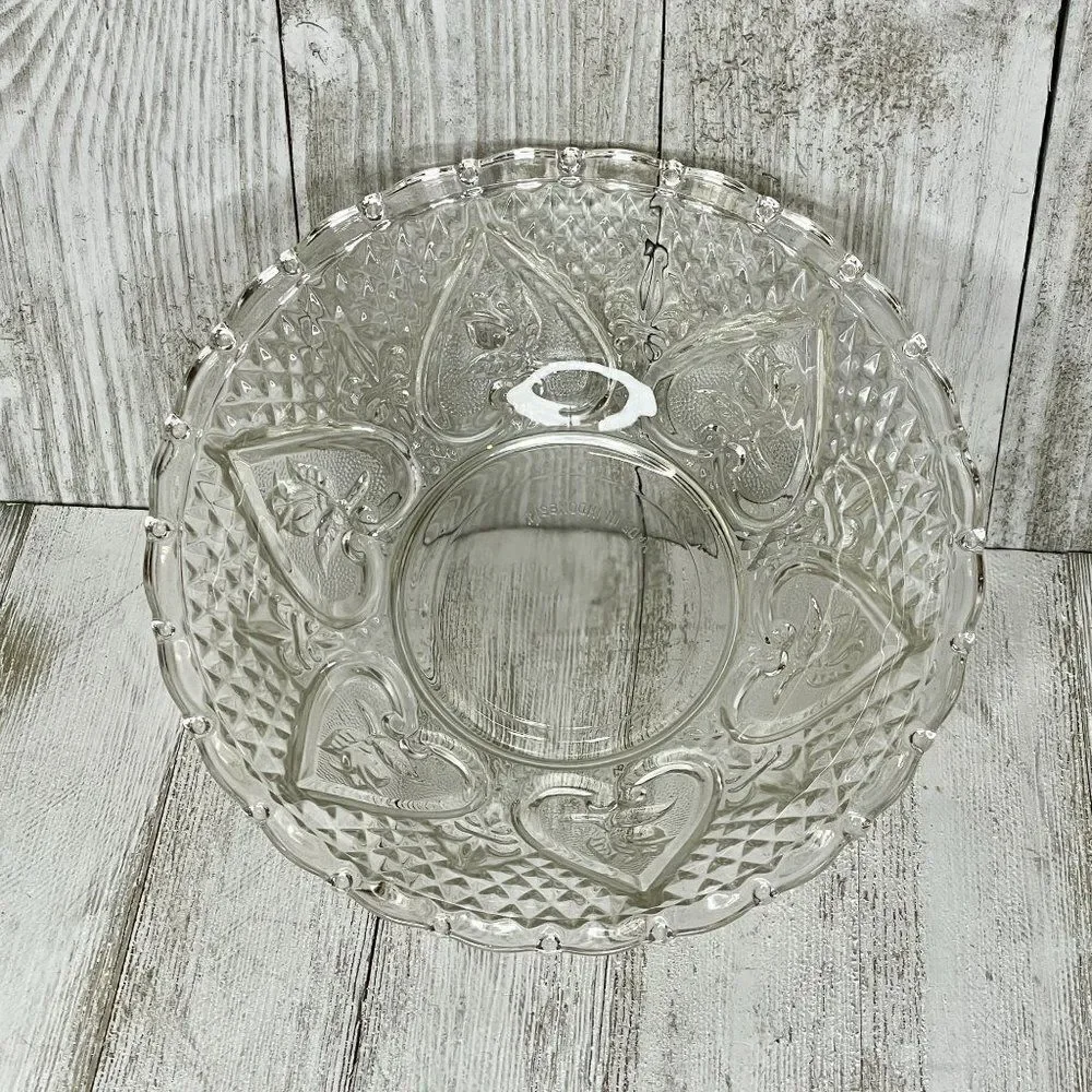 Vintage KIM Pressed Glass Fruit Bowl Made in Indonesia